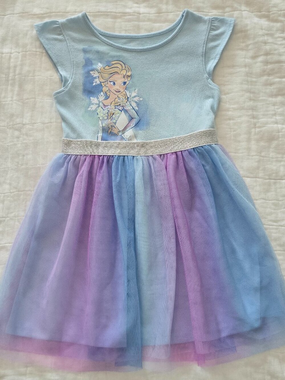 4T Disney Frozen Elsa Flutter-Sleeve Tulle Skirt Dress